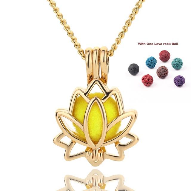 Lotus Flower Essential Oil Diffuser Pendant Necklace-Your Soul Place