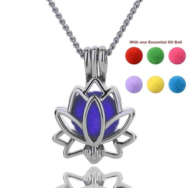 Lotus Flower Essential Oil Diffuser Pendant Necklace-Your Soul Place