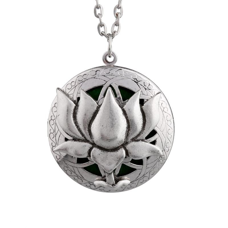 Lotus Essential Oil Diffusing Locket Pendant Necklace-Your Soul Place