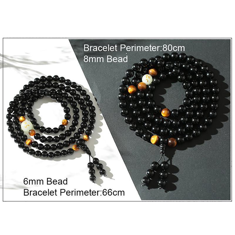 108 Black Onyx Mala Beads Luminous Dragon Bracelet - 8mm / 6mm-Your Soul Place