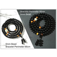 Thumbnail for 108 Black Onyx Mala Beads Luminous Dragon Bracelet - 8mm / 6mm-Your Soul Place