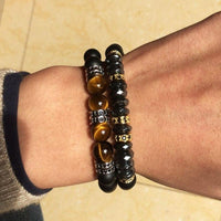 Thumbnail for Tiger's Eye Magnet Black Matte Beads Bracelet Set-Your Soul Place