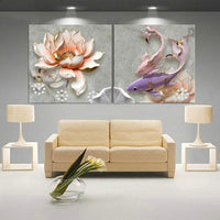 Thumbnail for Art Painting Lotus Flower Wall Poster - 2 Picture Combination-Your Soul Place