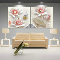 Thumbnail for Art Painting Lotus Flower Wall Poster - 2 Picture Combination