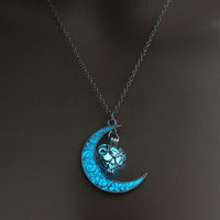 Thumbnail for Glow In the Dark Crescent Moon Heart Pendant Necklace-Your Soul Place