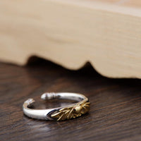 Thumbnail for 925 Sterling Silver Gold Lotus Flower Adjustable Ring-Your Soul Place