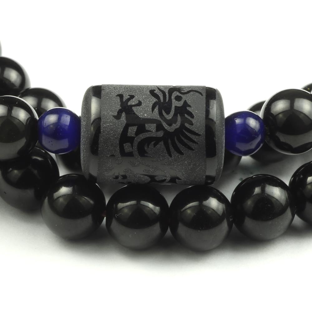108 Black Rainbow Obsidian Mala Beads Bracelet - 8mm / 6mm-Your Soul Place