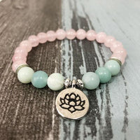 Thumbnail for Rose Quartz Amazonite Bracelet - Lotus / OM / Buddha-Your Soul Place