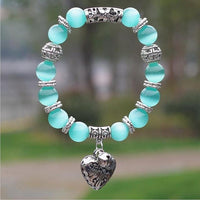 Thumbnail for 10mm Natural Stone Bracelet with Heart Pendant-Your Soul Place