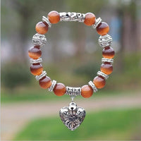 Thumbnail for 10mm Natural Stone Bracelet with Heart Pendant-Your Soul Place