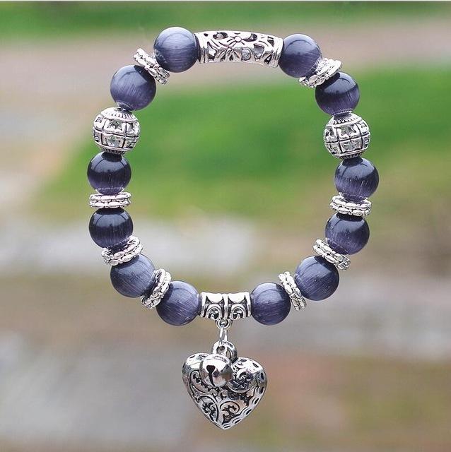 10mm Natural Stone Bracelet with Heart Pendant-Your Soul Place