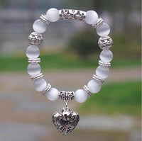 Thumbnail for 10mm Natural Stone Bracelet with Heart Pendant