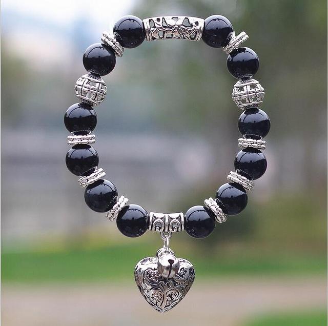 10mm Natural Stone Bracelet with Heart Pendant-Your Soul Place