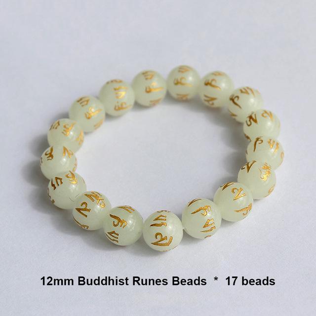 Glow in the Dark Tibetan Six True Words Mantra Luminous Stone Beads Bracelet - Om Mani Padme Hum