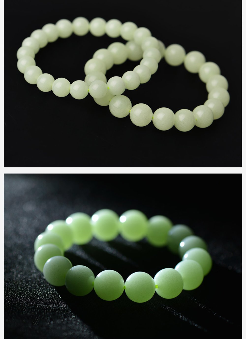 Glow in the Dark Tibetan Six True Words Mantra Luminous Stone Beads Bracelet - Om Mani Padme Hum