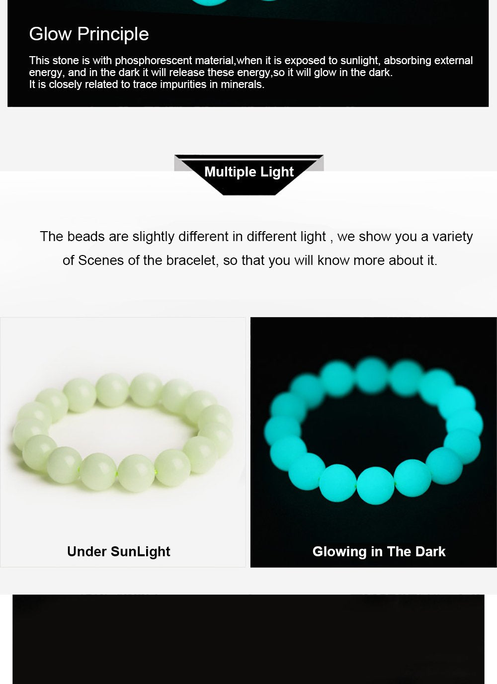 Glow in the Dark Tibetan Six True Words Mantra Luminous Stone Beads Bracelet - Om Mani Padme Hum-Your Soul Place