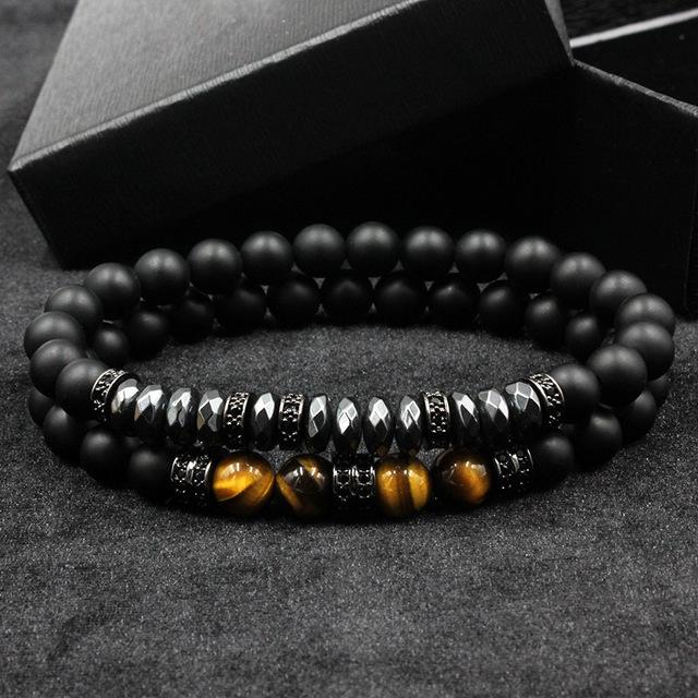 Tiger's Eye Magnet Black Matte Beads Bracelet Set-Your Soul Place