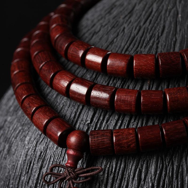108 Zambia Sandalwood Cylinder Prayer Beads Mala Bracelet-Your Soul Place