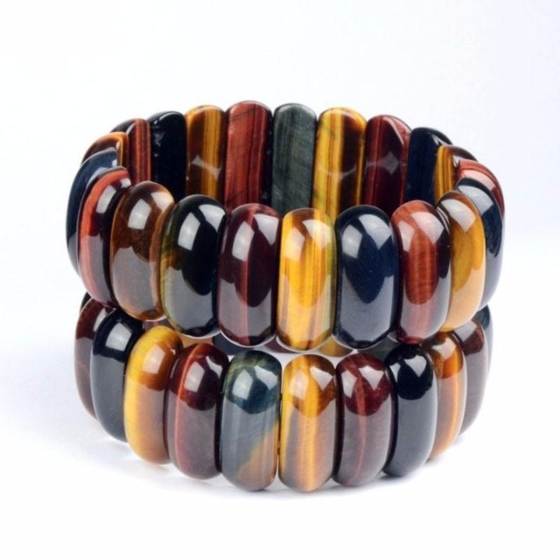 Rectangular Red Blue Yellow Tiger's Eye Bracelet-Your Soul Place