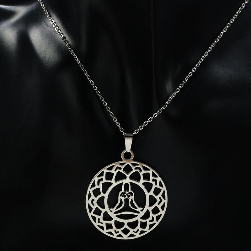 Stainless Steel Lotus Yoga Meditation OM Pendant Necklace-Your Soul Place