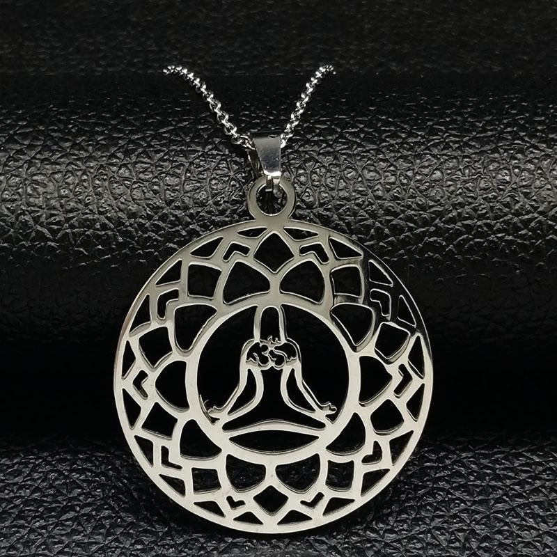 Stainless Steel Lotus Yoga Meditation OM Pendant Necklace-Your Soul Place