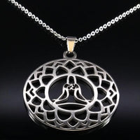 Thumbnail for Stainless Steel Lotus Yoga Meditation OM Pendant Necklace-Your Soul Place