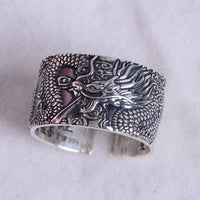 Thumbnail for Real Pure Silver S999 Dragon Spirit with Heart Sutra Mantra Inside Ring