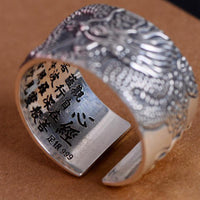 Thumbnail for Real Pure Silver S999 Dragon Spirit with Heart Sutra Mantra Inside Ring-Your Soul Place