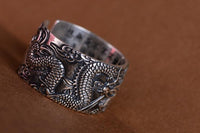 Thumbnail for Real Pure Silver S999 Dragon Spirit with Heart Sutra Mantra Inside Ring-Your Soul Place