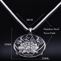 Thumbnail for Stainless Steel Lotus Moon Eye Pendant Necklace-Your Soul Place