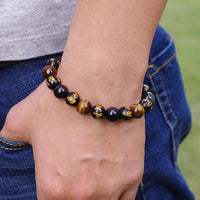 Thumbnail for Six True Words Mantra Tiger's Eye Black Obsidian Beads Bracelet-Your Soul Place