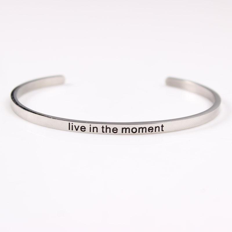 Positive Inspirational Quote Stainless Steel Bangle Bracelet - 3-Your Soul Place