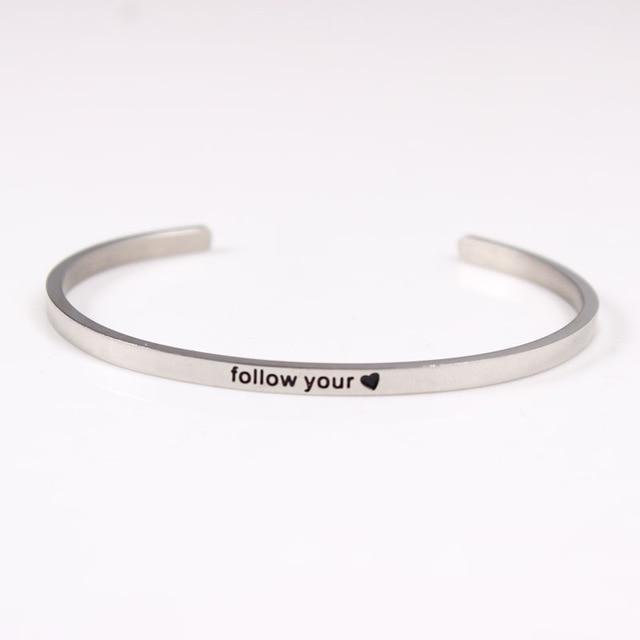 Positive Inspirational Quote Stainless Steel Bangle Bracelet - 3