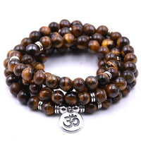 Thumbnail for 108 Tiger Eye Mala Beads Bracelet  - Lotus / Buddha / Om-Your Soul Place