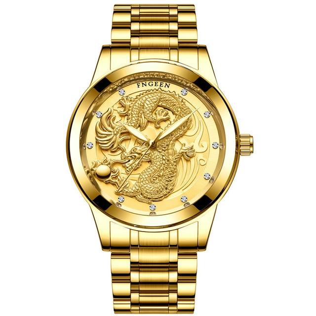 Luxury 3D Engaged Gold Dragon Spirit Watch-Your Soul Place