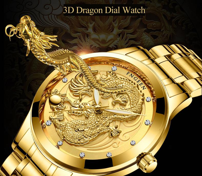 Luxury 3D Engaged Gold Dragon Spirit Watch-Your Soul Place