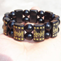 Thumbnail for Tibetan Rectangular Six True Words Mantra Om Mani Padme Hum Obsidian Beads Bracelet-Your Soul Place
