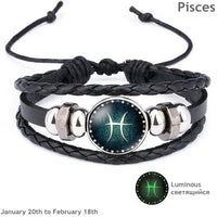 Thumbnail for Glow in the Dark Zodiac Sign Leather Bracelet