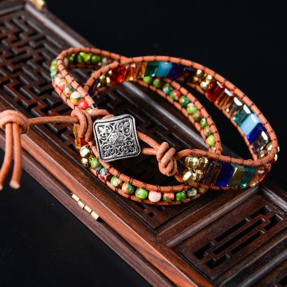 7 Chakra Crystal Leather Wrap Bracelet-Your Soul Place