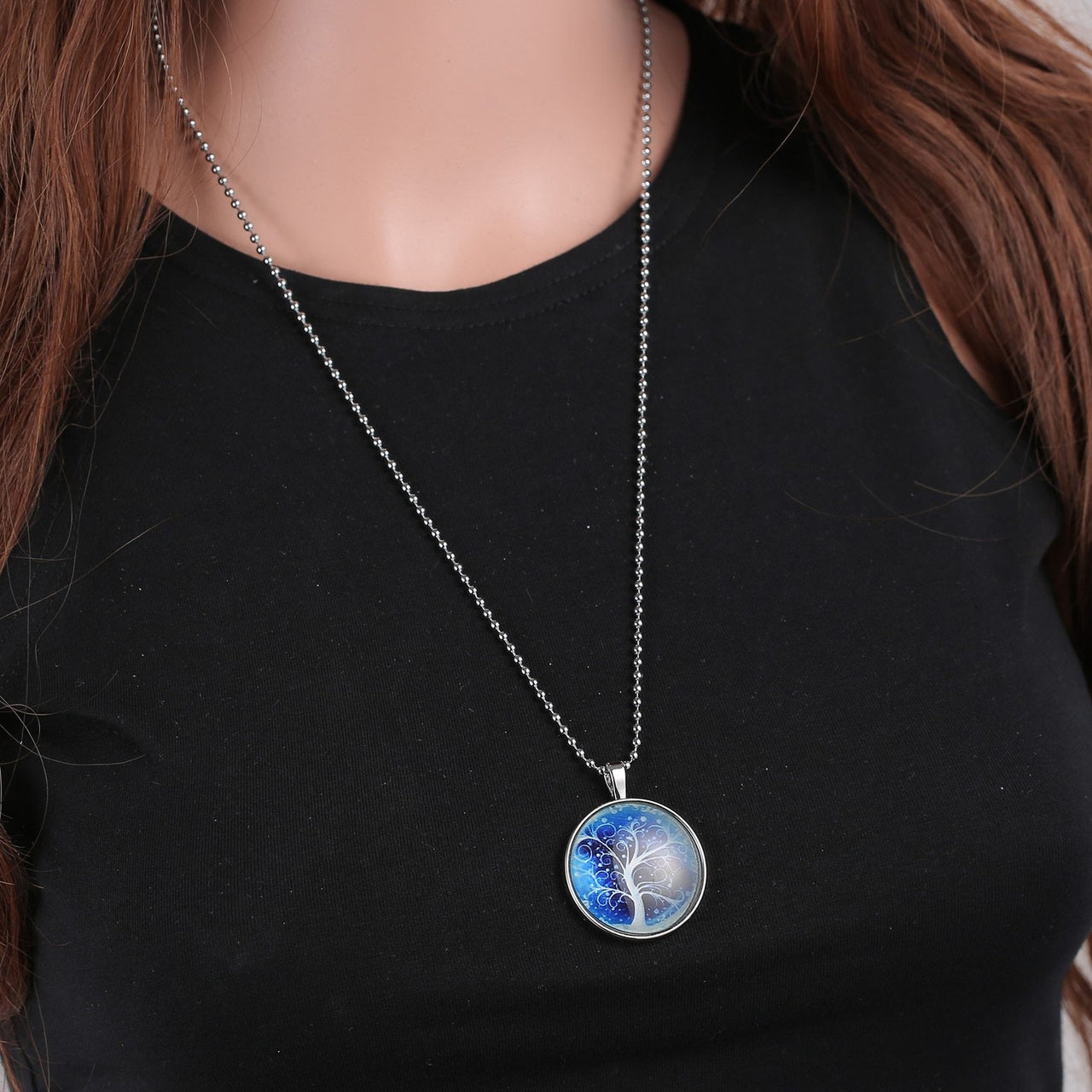 Sky Blue Glow in the Dark Tree of Life Necklace-Your Soul Place