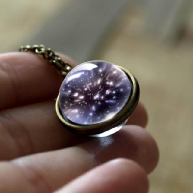 Nebula Galaxy Universe Spirit Double Sided  Glass Ball Pendant Necklace-Your Soul Place