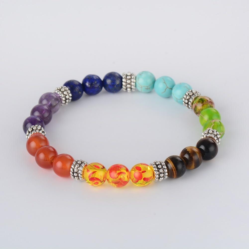 Natural Stone Crystal Healing Chakra Bead Bracelet – Round Gemstone, Stackable