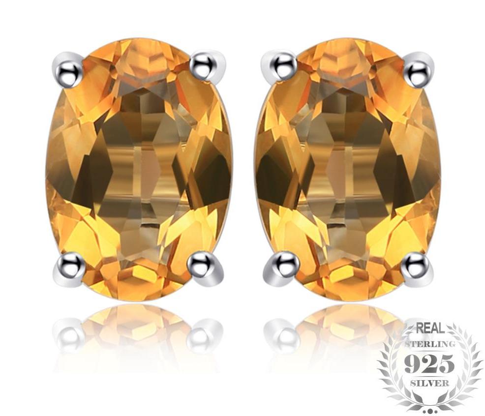 Sterling Silver Natural Citrine Stud Earrings-Your Soul Place