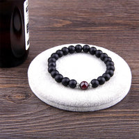 Thumbnail for Matte Black Onyx Red Garnet Beads Bracelet-Your Soul Place