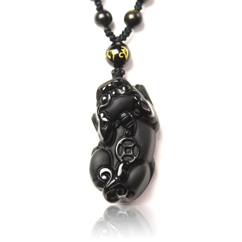 Natural Obsidian Pixiu Pendant Mantra Beads Necklace-Your Soul Place
