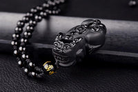 Thumbnail for Natural Obsidian Pixiu Pendant Mantra Beads Necklace-Your Soul Place