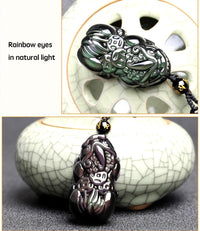 Thumbnail for Rainbow Eye Obsidian Pixiu Pendant Necklace-Your Soul Place