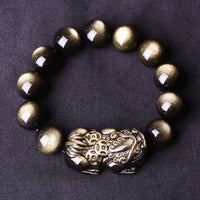Thumbnail for Gold Sheen Obsidian Pixiu Wealth Bracelet-Your Soul Place