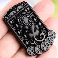 Thumbnail for Carved Black Obsidian Pixiu Pendant Mantra Brads Necklace-Your Soul Place