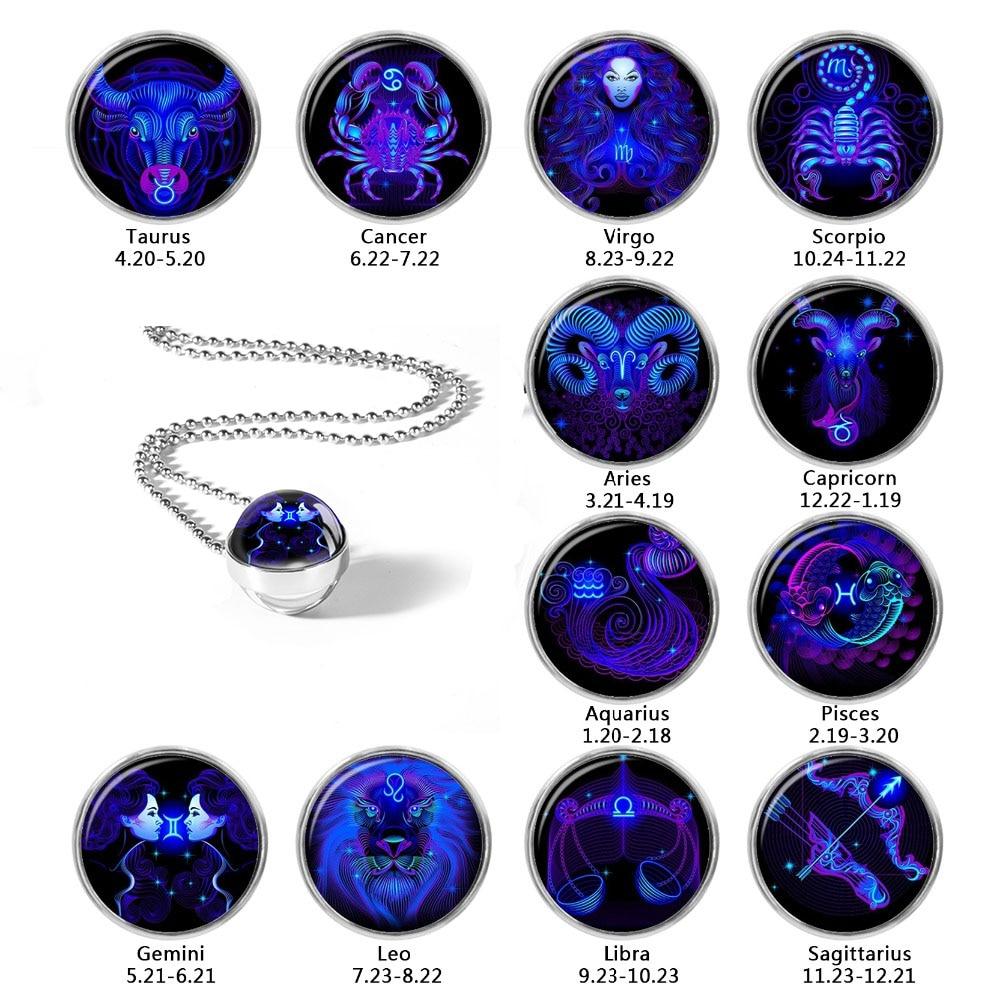 Zodiac Constellation Double Sided Glass Pendant Necklace-Your Soul Place